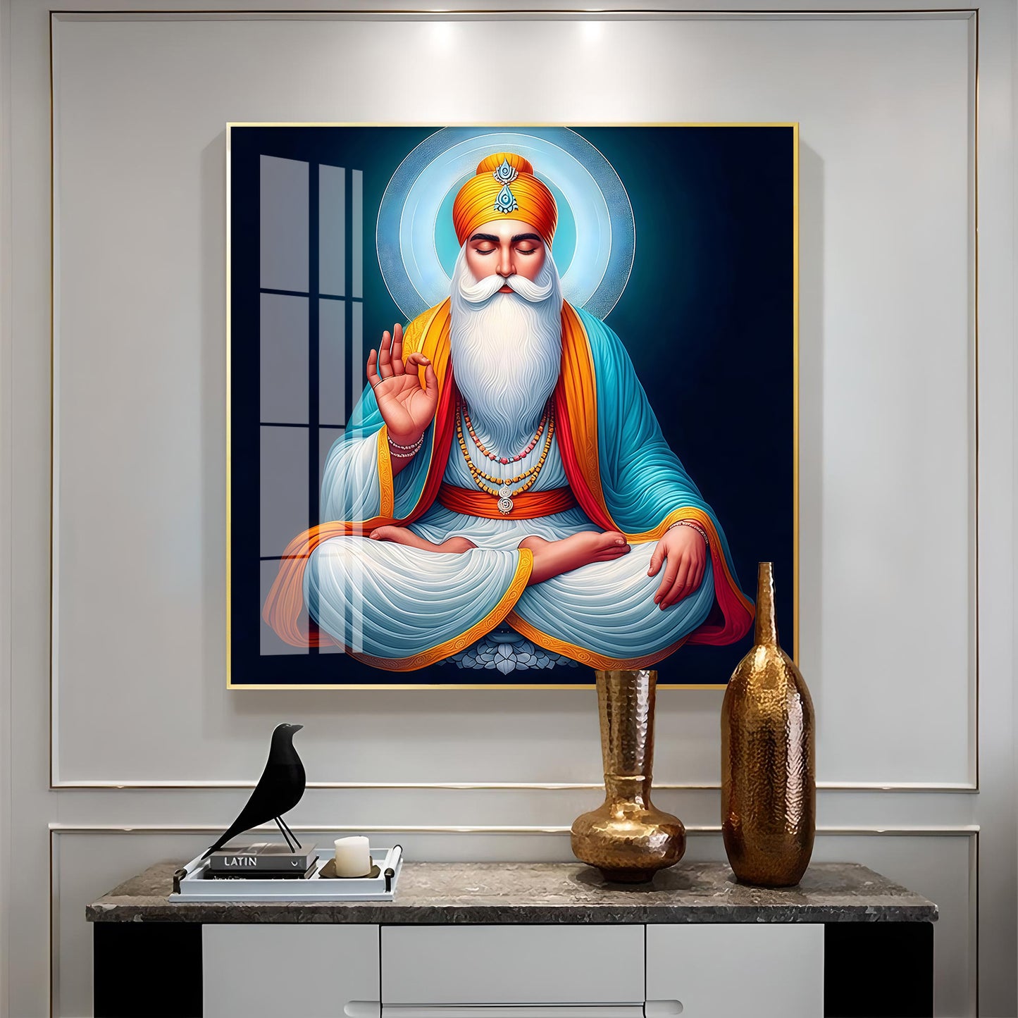 Divine Guru Nanak Dev Ji Premium Acrylic Square Wall Art