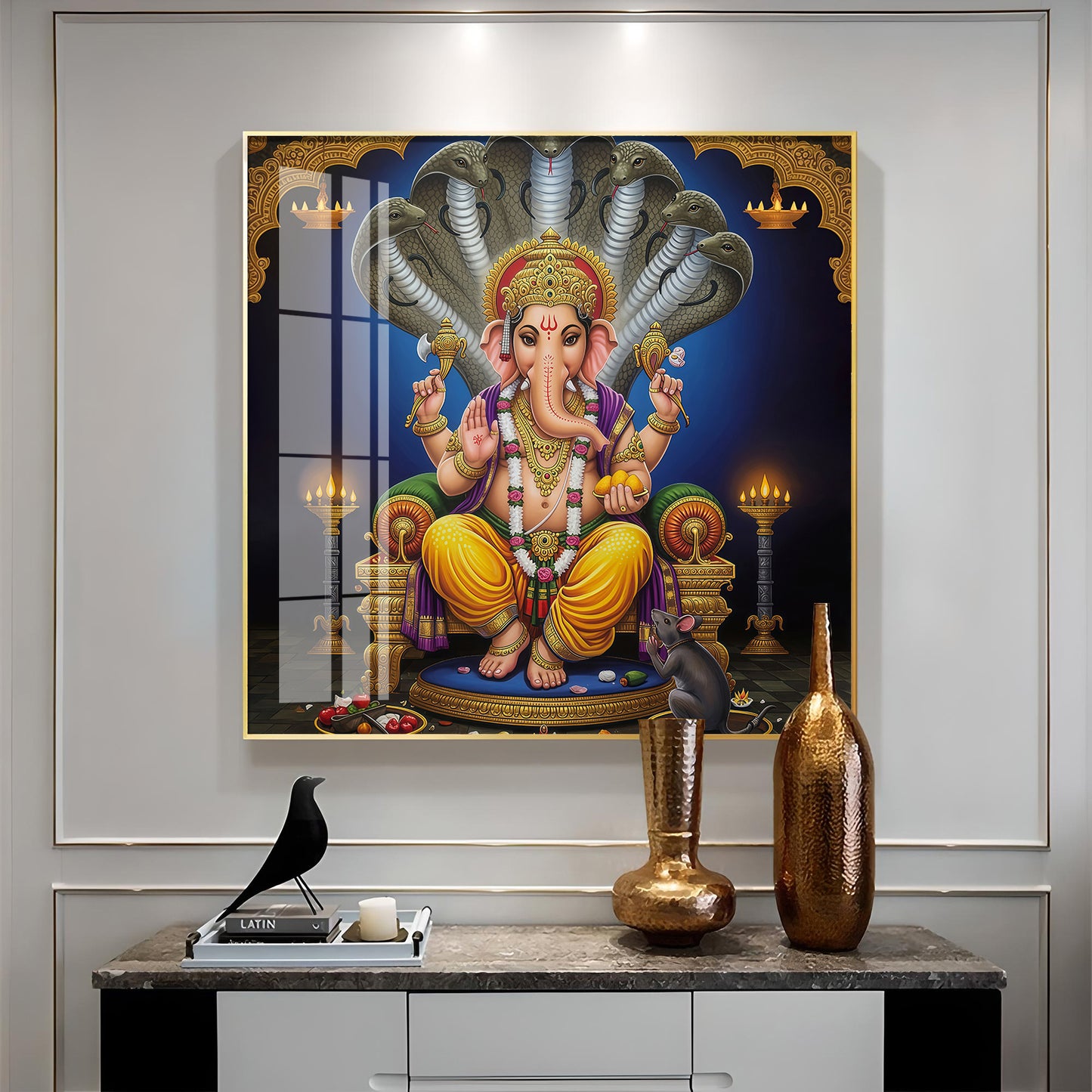 Jai Ganesha Ji Premium Acrylic Square Wall Art