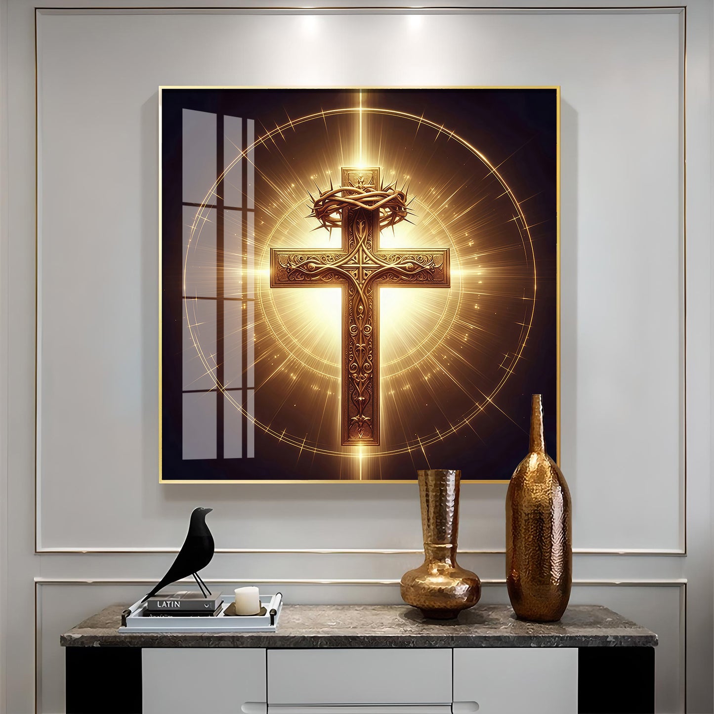 Cross Symbol In Premium Acrylic Square Wall Art