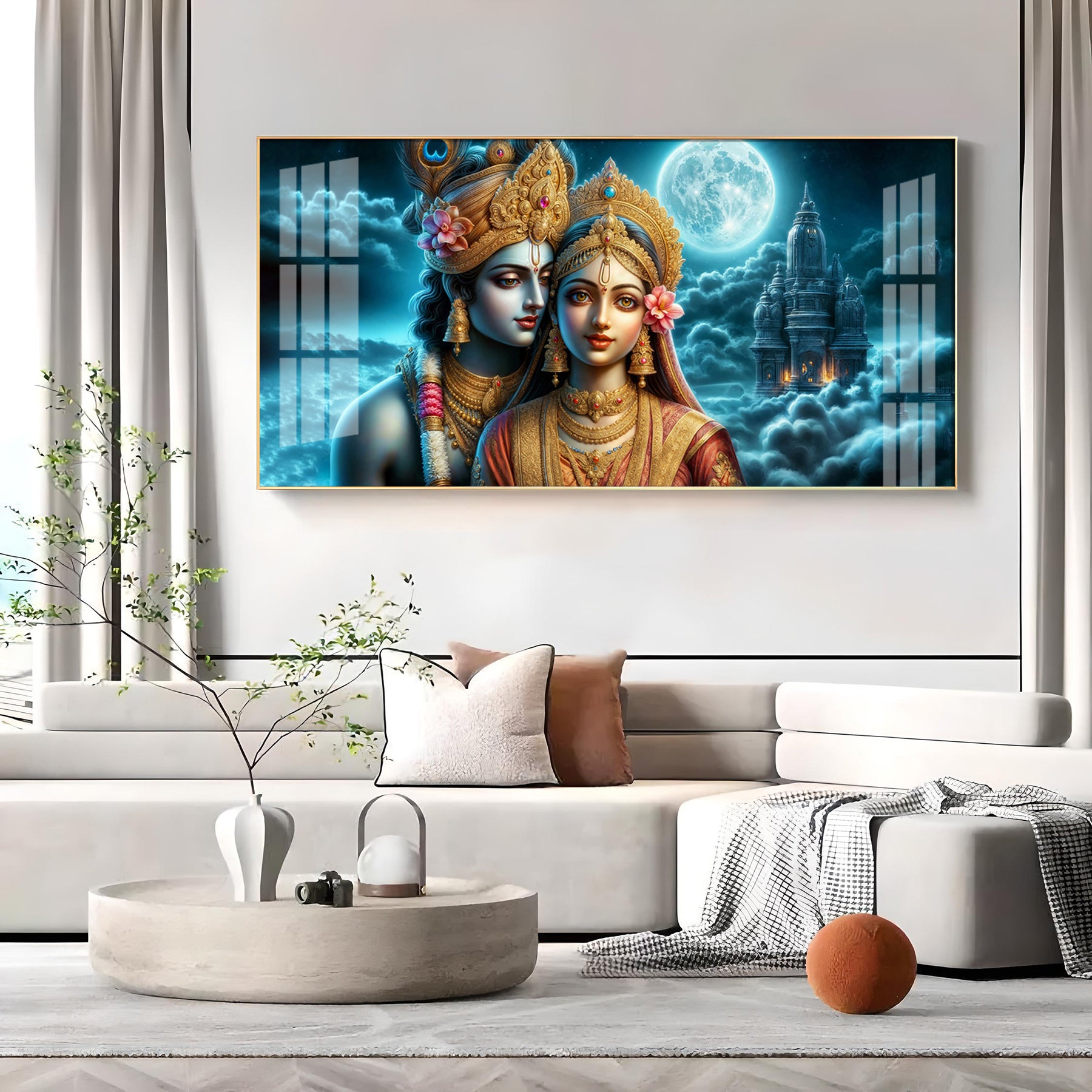 Radha Krishna Visage Mural Premium Acrylic Horizontal Wall Art