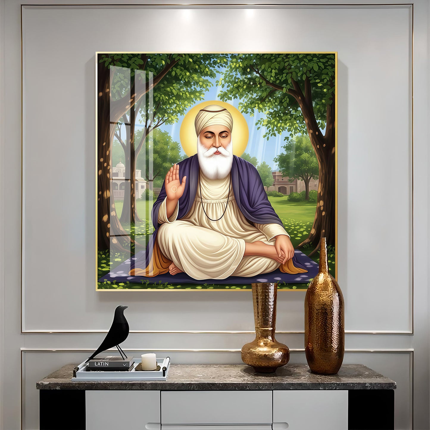 Satnam Waheguru Ji Premium Acrylic Square Wall Art
