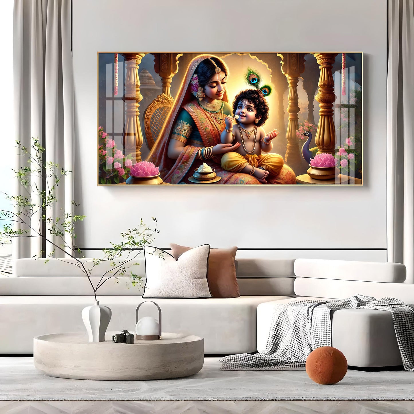 Kanha With Maa Yashoda Premium Acrylic Horizontal Wall Art