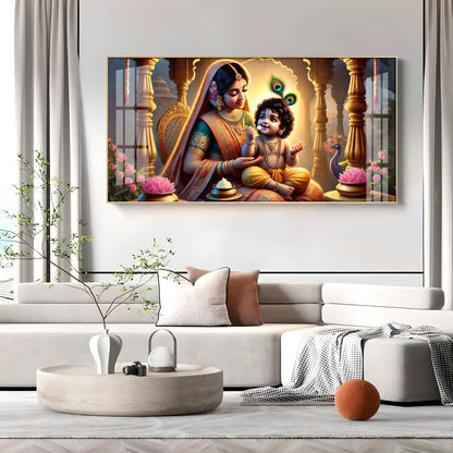 Kanha With Maa Yashoda Premium Acrylic Horizontal Wall Art