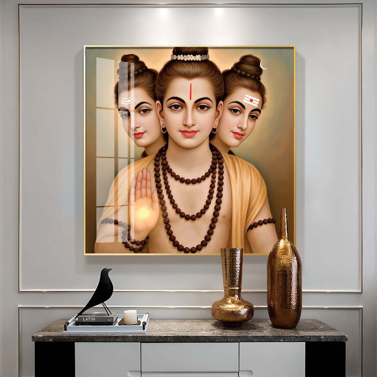 God Dattatreya Ji Maharaj Premium Acrylic Square Wall Art