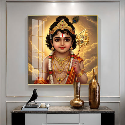 Bhagwan Murugan Blessing Premium Acrylic Square Wall Art