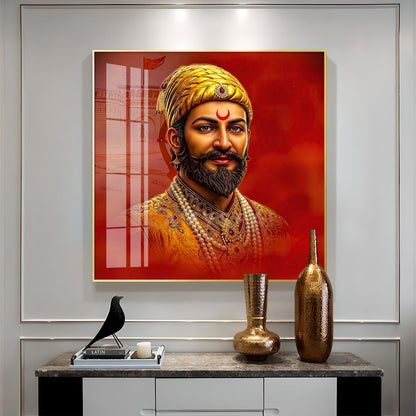Shivaji Maharaj Ji Premium Acrylic Square Wall Art