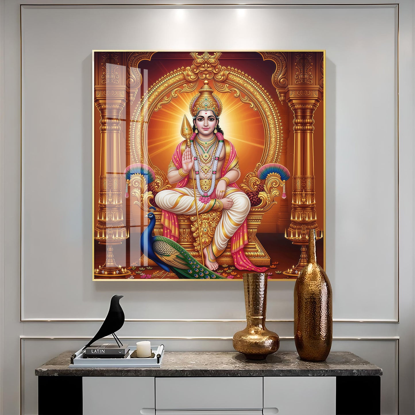 Lord Murugan and His Blessings Premium Acrylic Square Wall Art