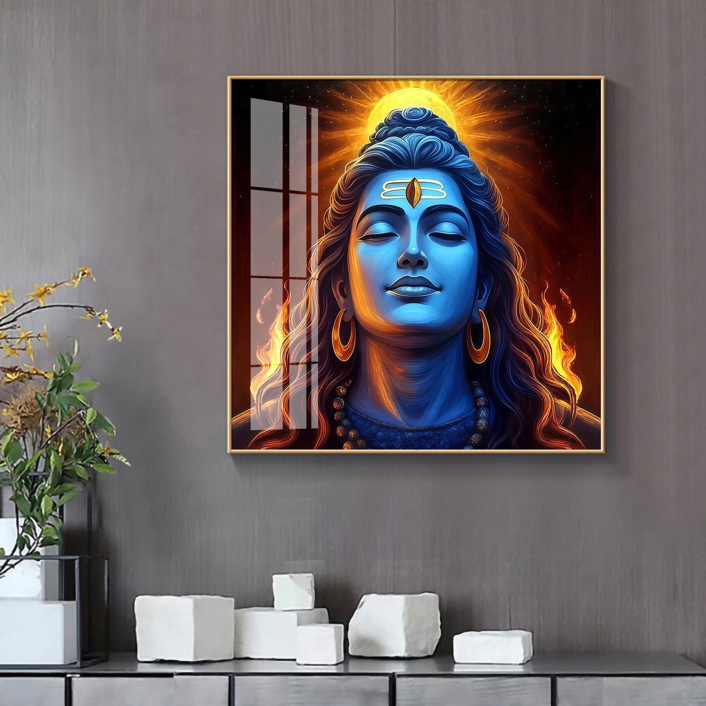 Lord Shiv Shambhu Premium Acrylic Square Wall Art
