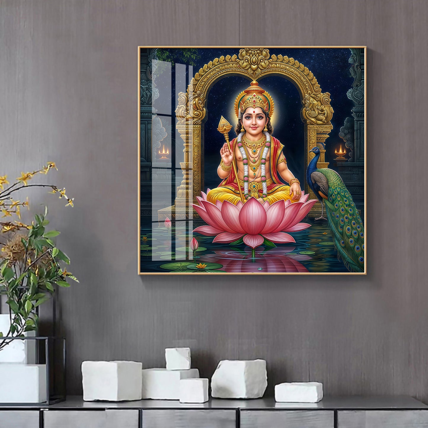 Divine Goddess Laxmi Maa Premium Acrylic Square Wall Art