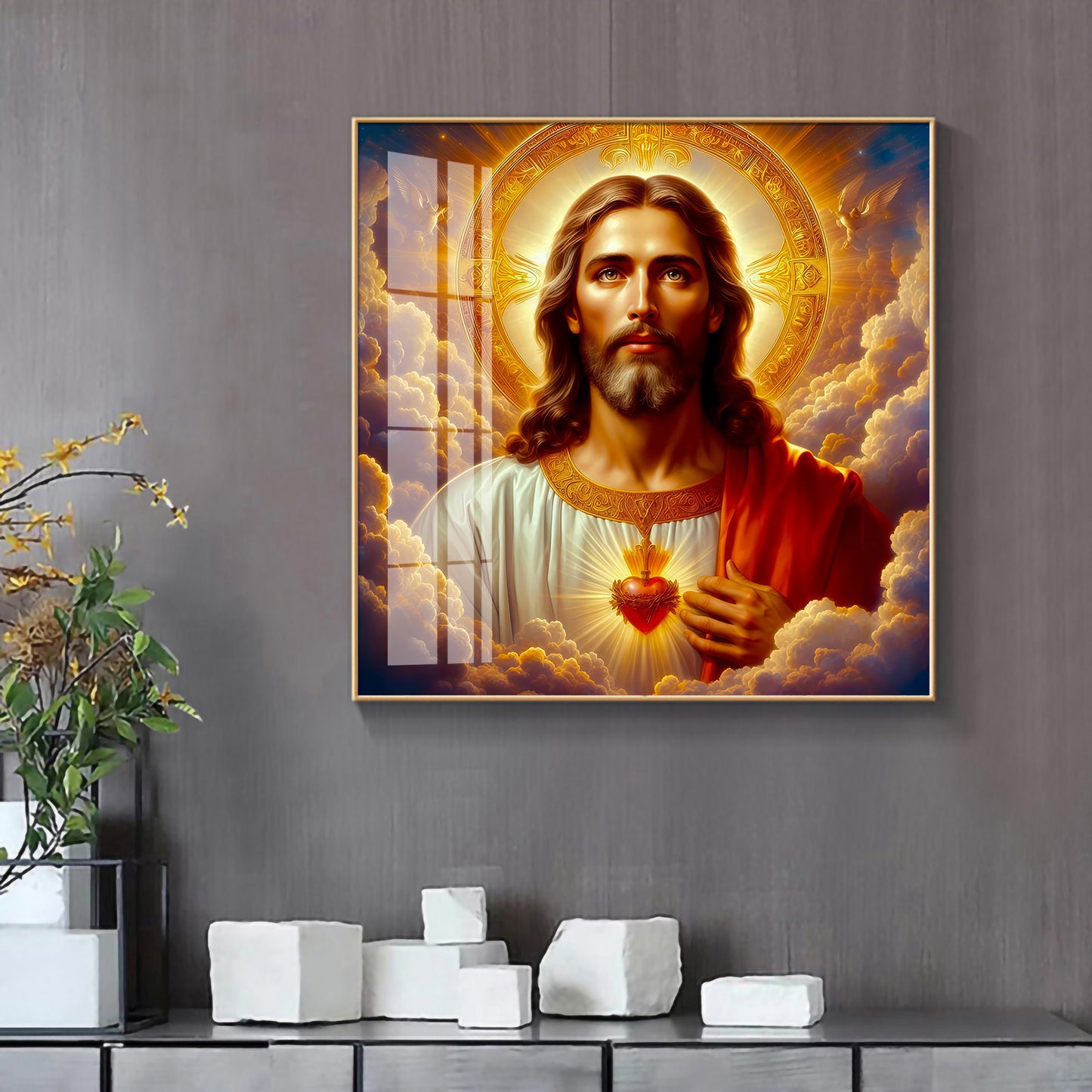 Holy Jesus Premium Acrylic Square Wall Art