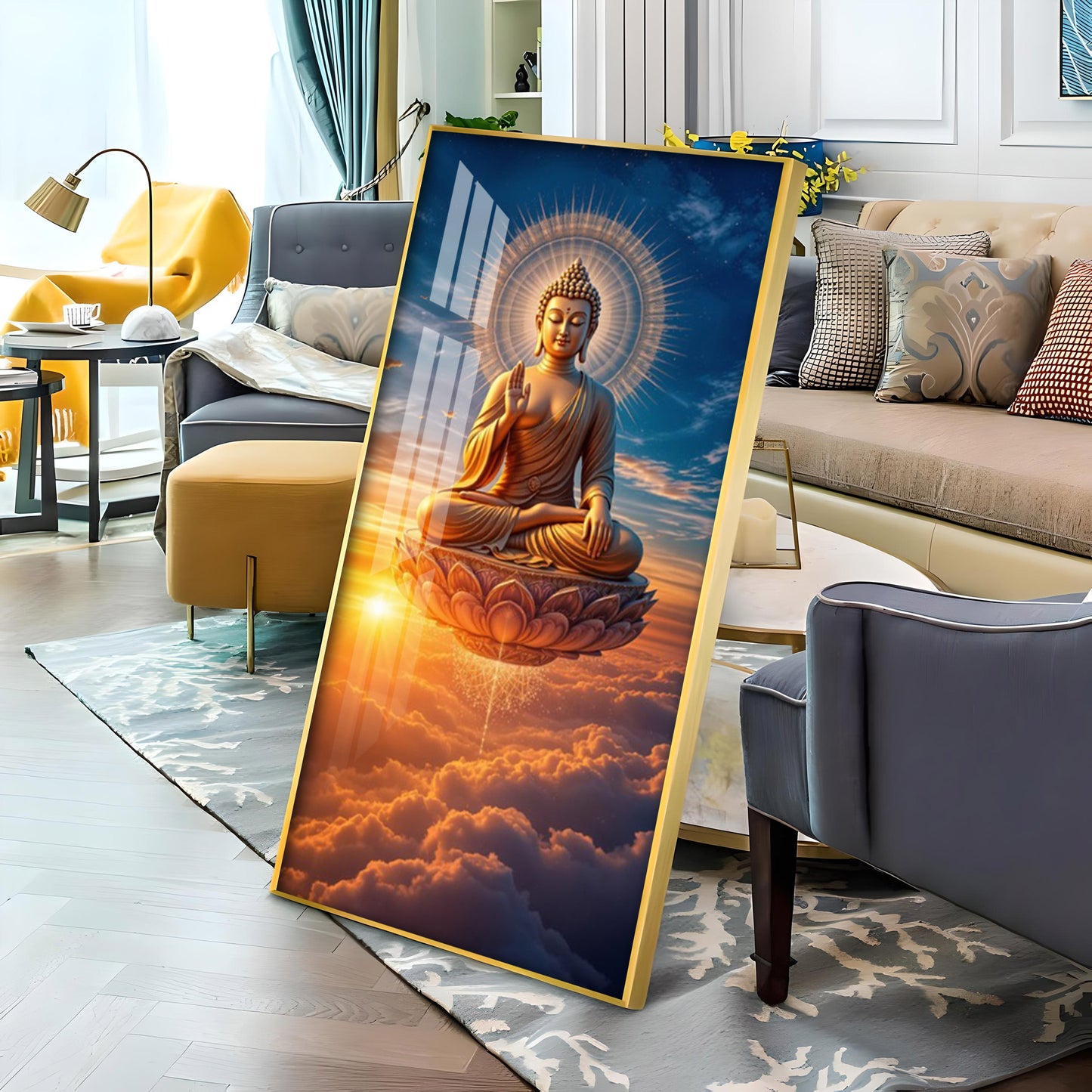 Buddha In The Clouds Premium Acrylic Vertical Wall Art