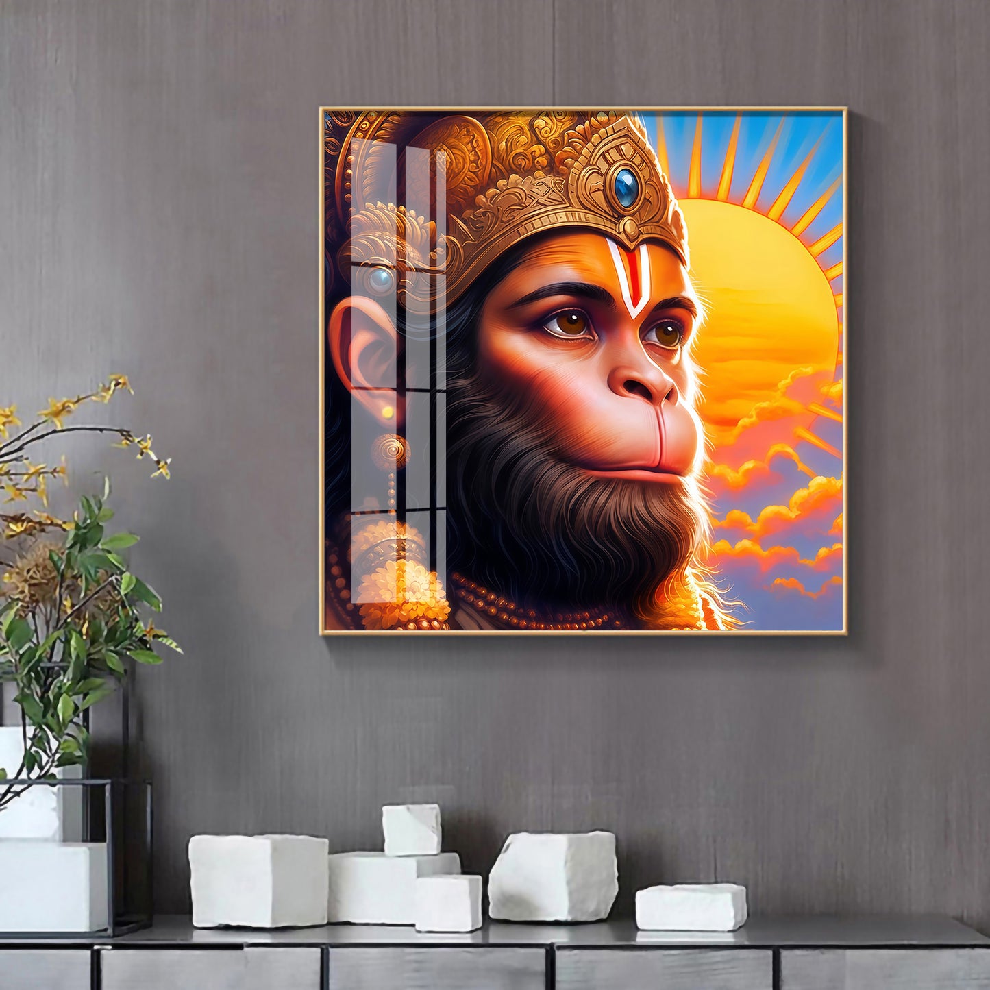 Jai Shri Bajarang Bali Premium Acrylic Square Wall Art