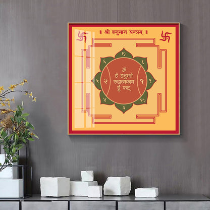 Powerful Hanuman Yantra Premium Acrylic Square Wall Art