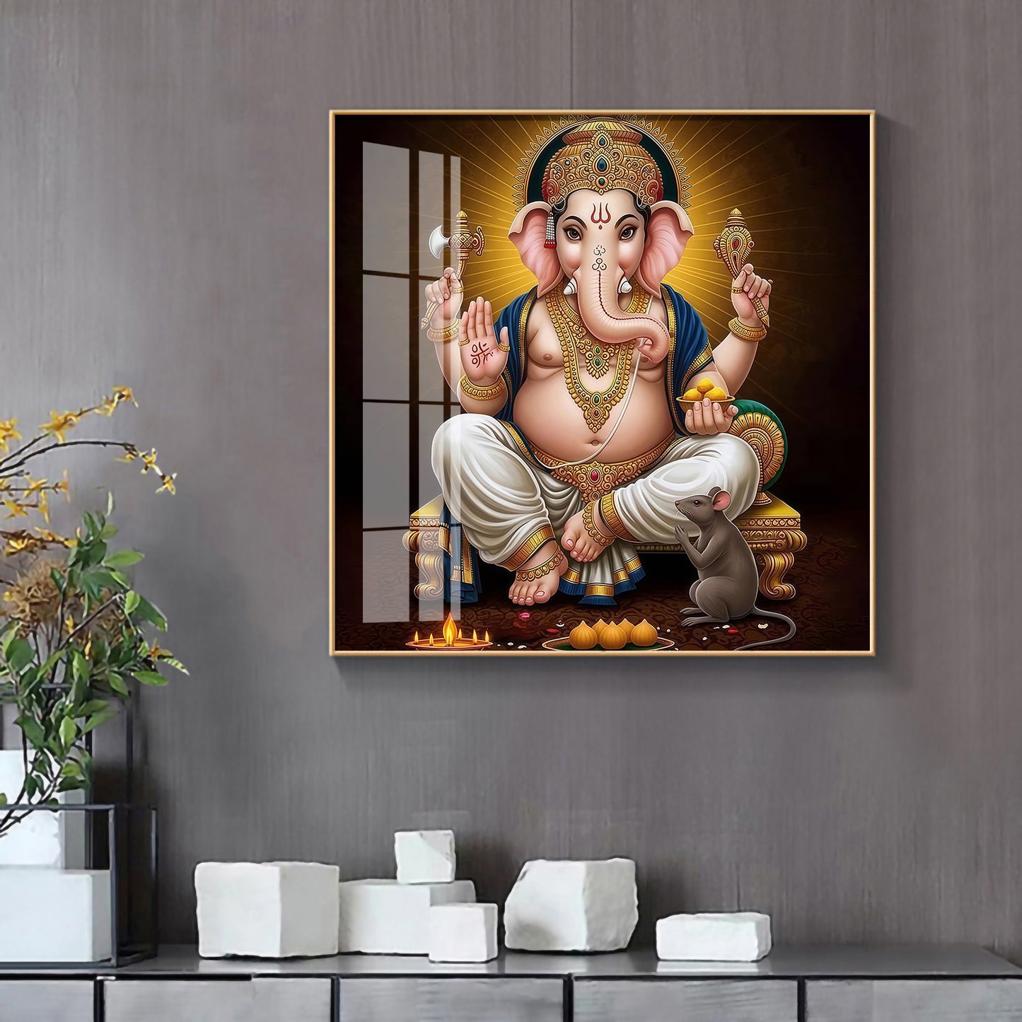 Ganesha Ji Premium Acrylic Square Wall Art