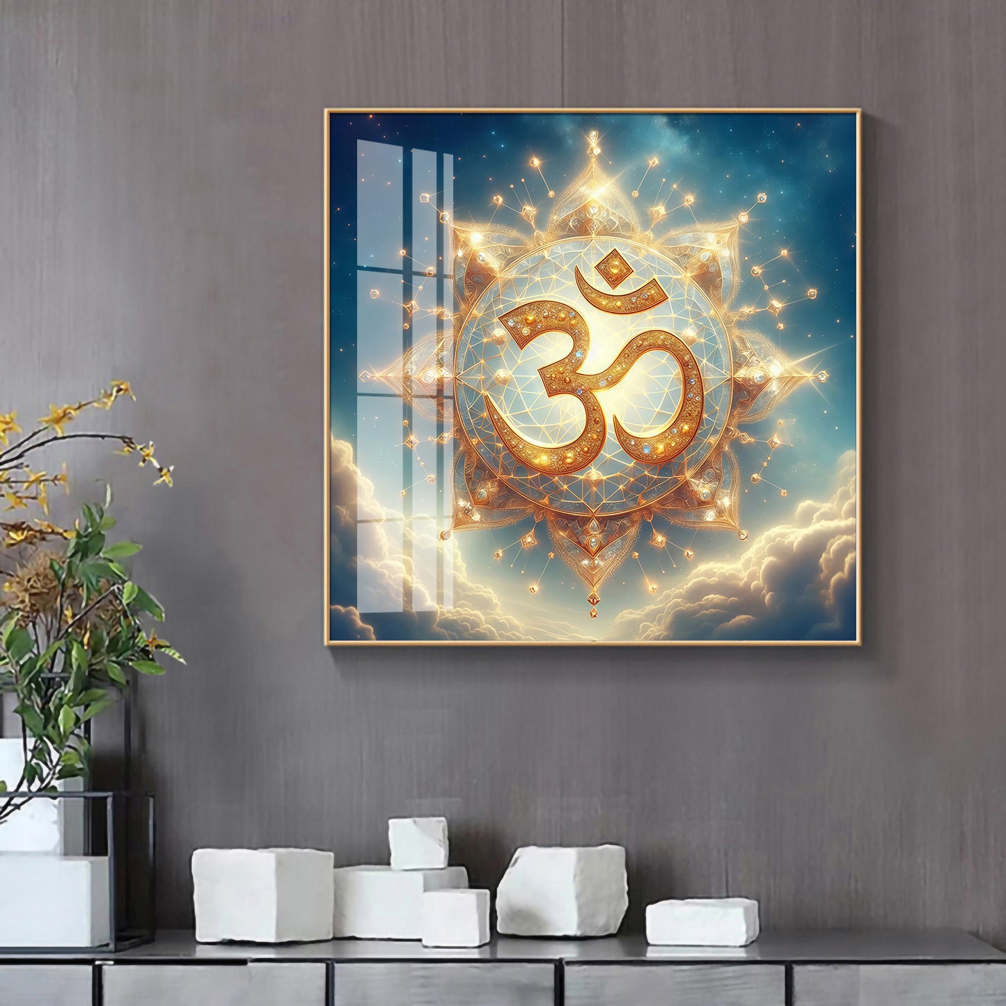 Divine Ohm Symbol Premium Acrylic Square Wall Art