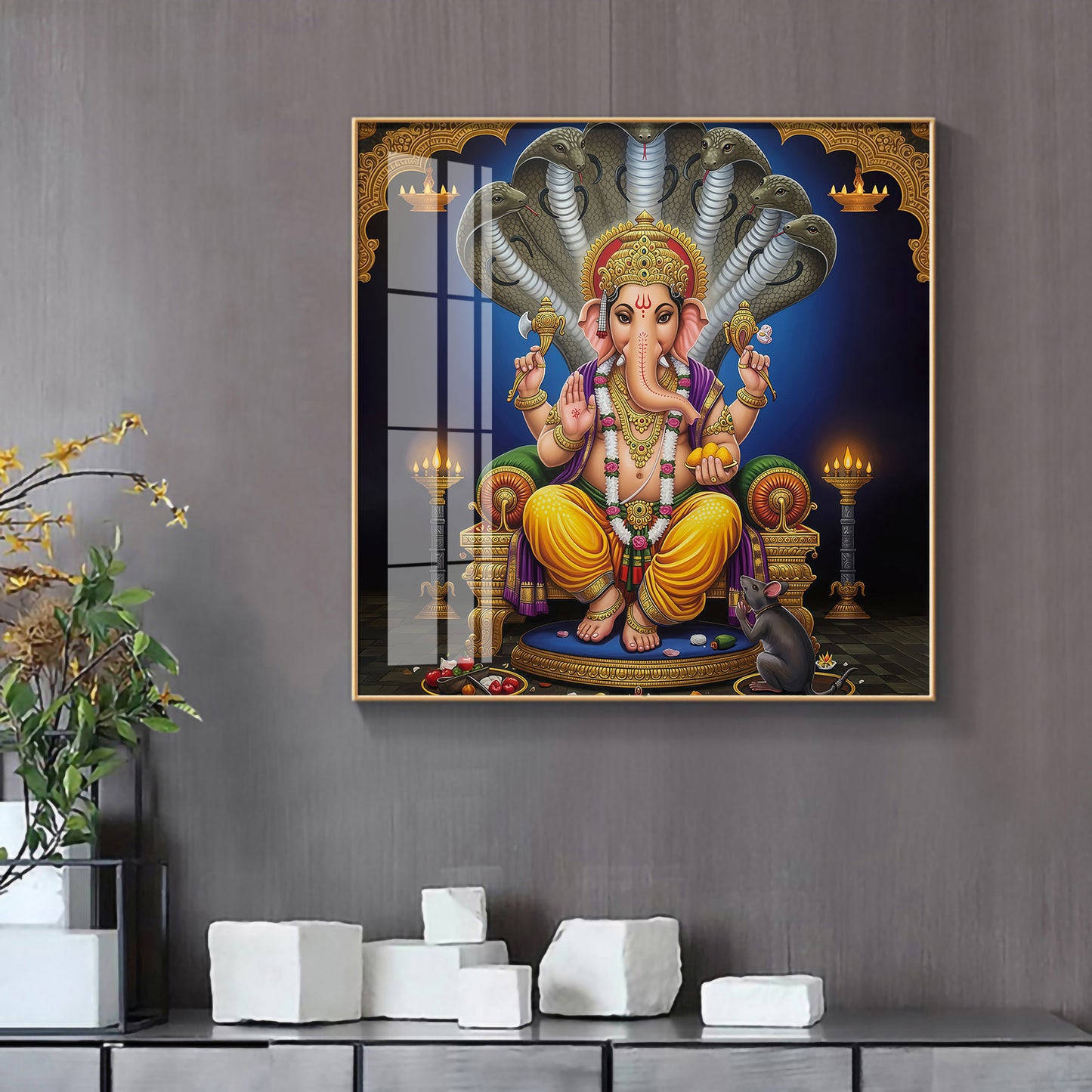 Jai Ganesha Ji Premium Acrylic Square Wall Art