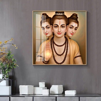 God Dattatreya Ji Maharaj Premium Acrylic Square Wall Art