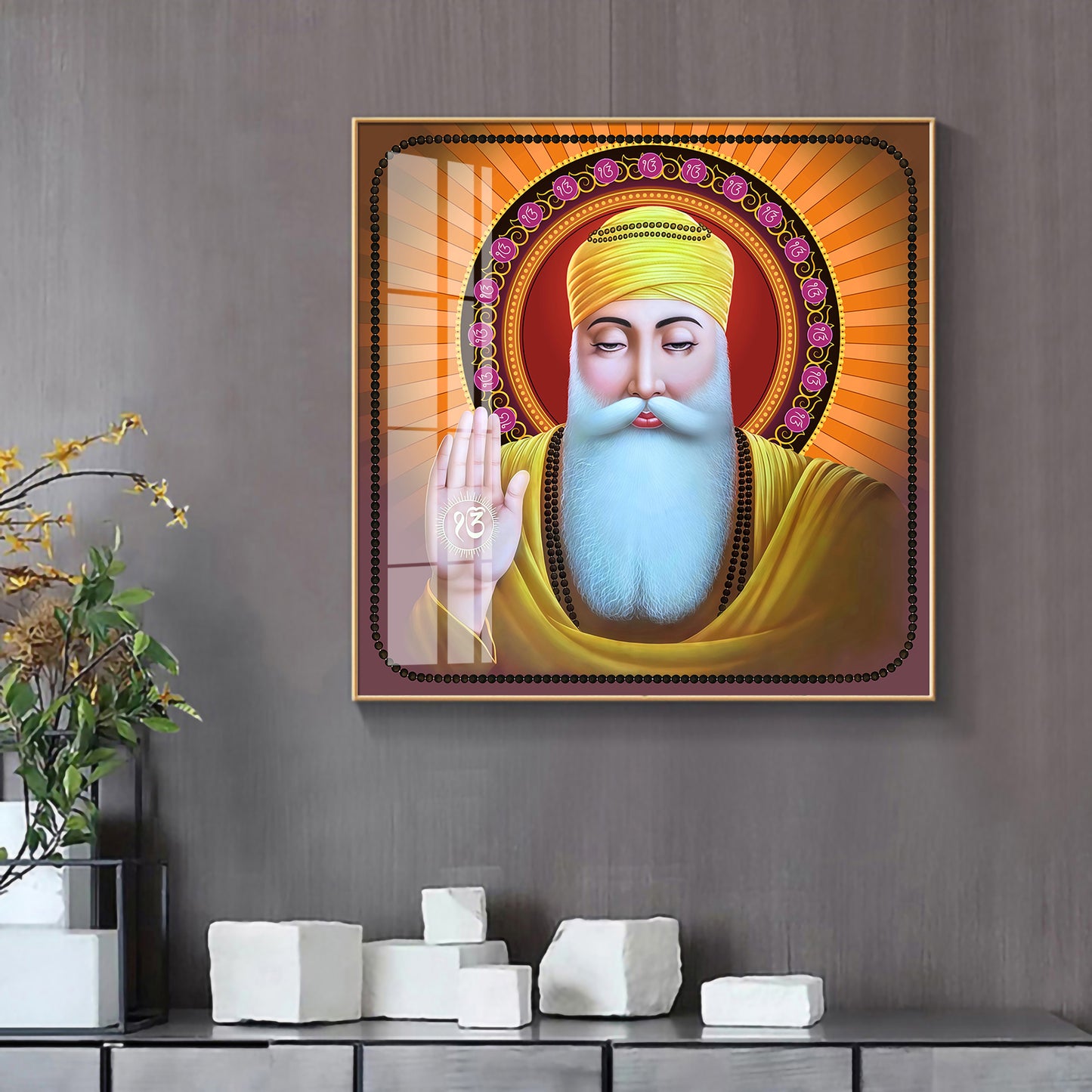 Guru Nanak Ji Premium Acrylic Square Wall Art
