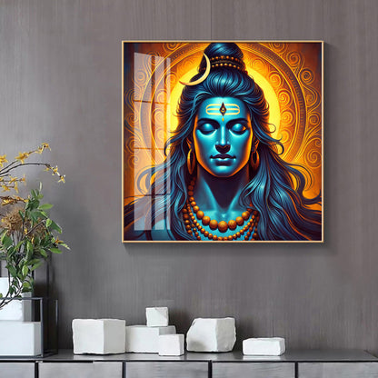 Shiv Bhole Baba Premium Acrylic Square Wall Art