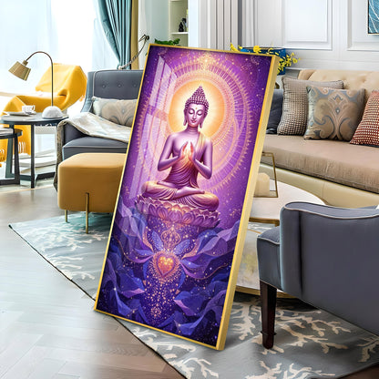 Buddha In Purple Harmony Premium Acrylic Vertical Wall Art