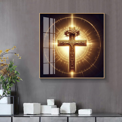 Cross Symbol In Premium Acrylic Square Wall Art