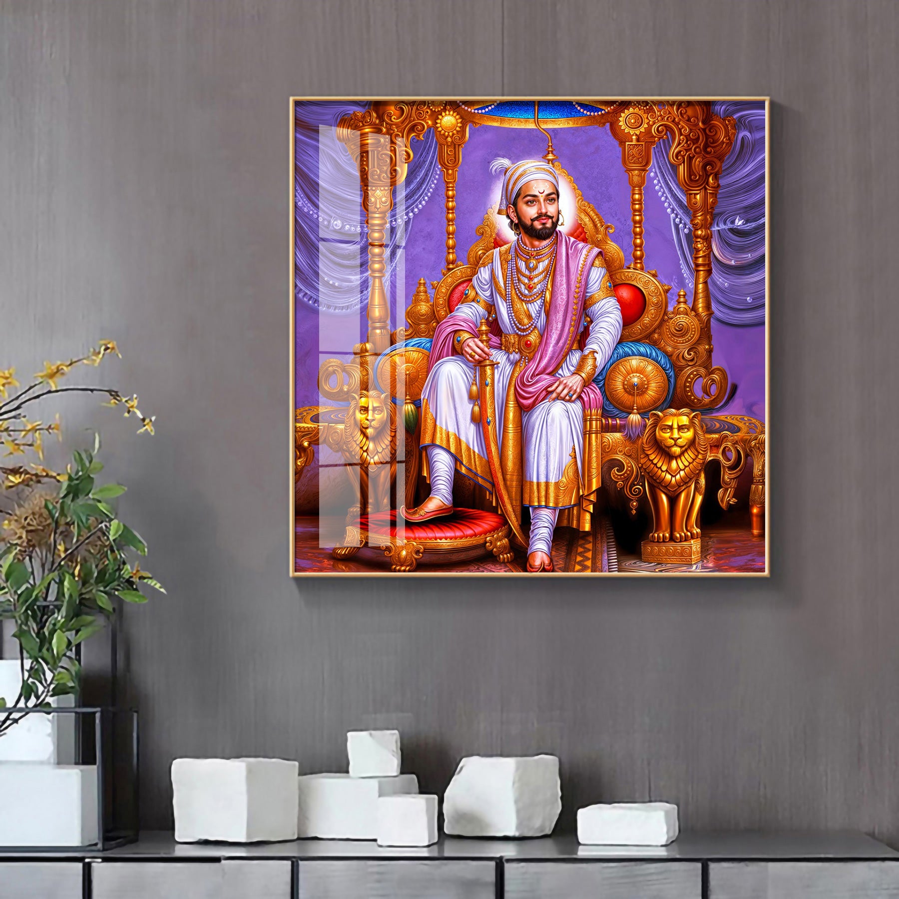 Chhatrapati Shivaji Maharaj Premium Acrylic Square Wall Art