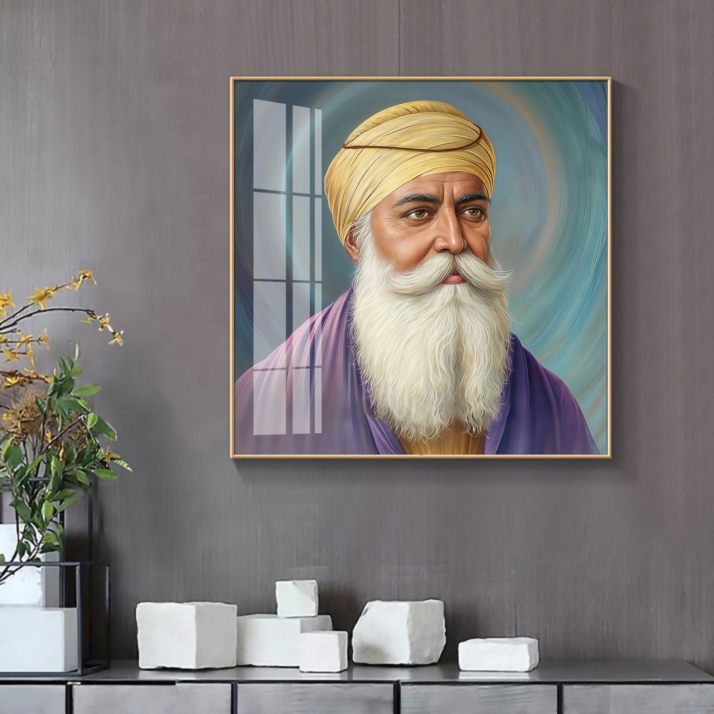 Guru Nanak Sahab Ji Premium Acrylic Square Wall Art