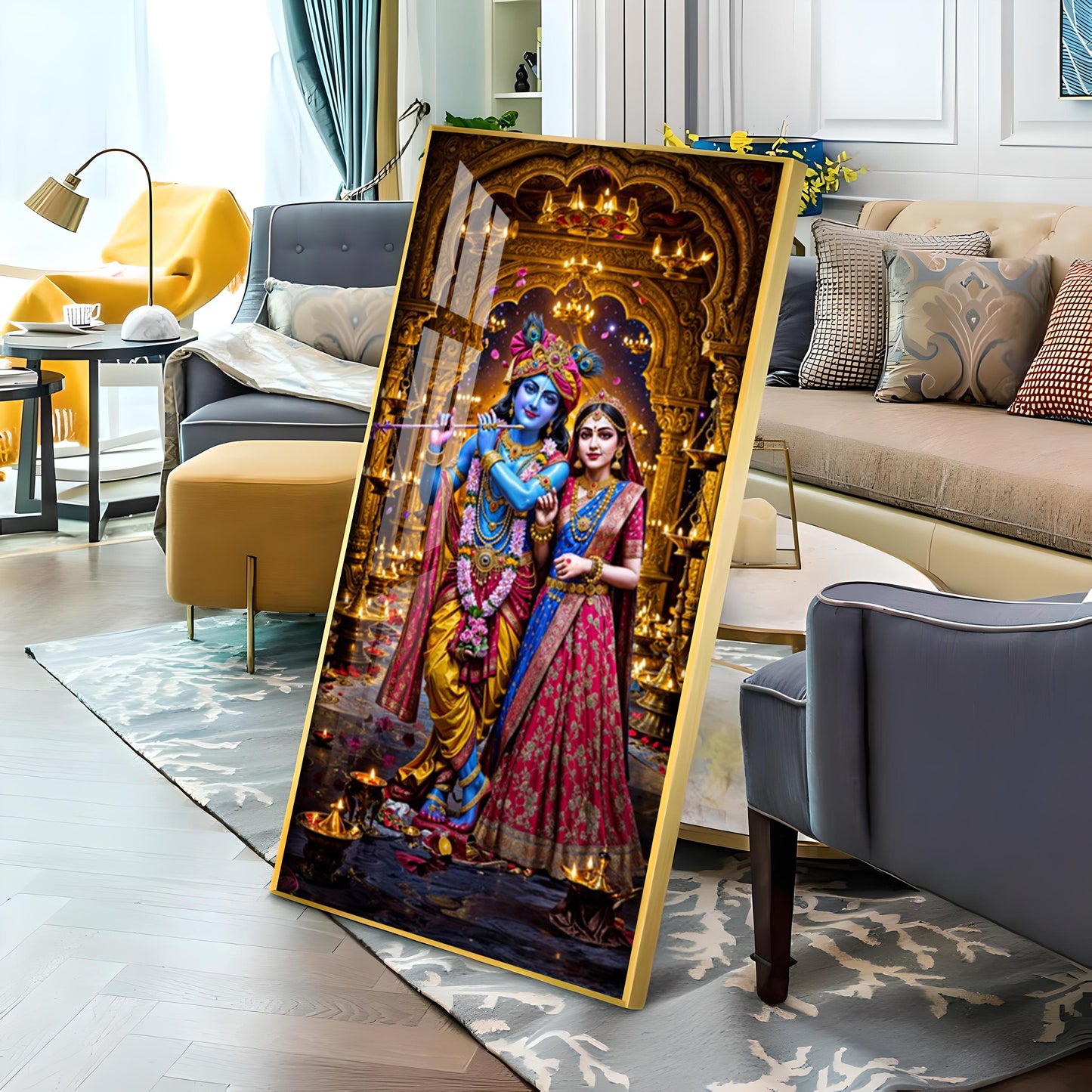Krishna's Feast of Love Premium Acrylic Vertical Wall Art
