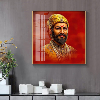 Shivaji Maharaj Ji Premium Acrylic Square Wall Art