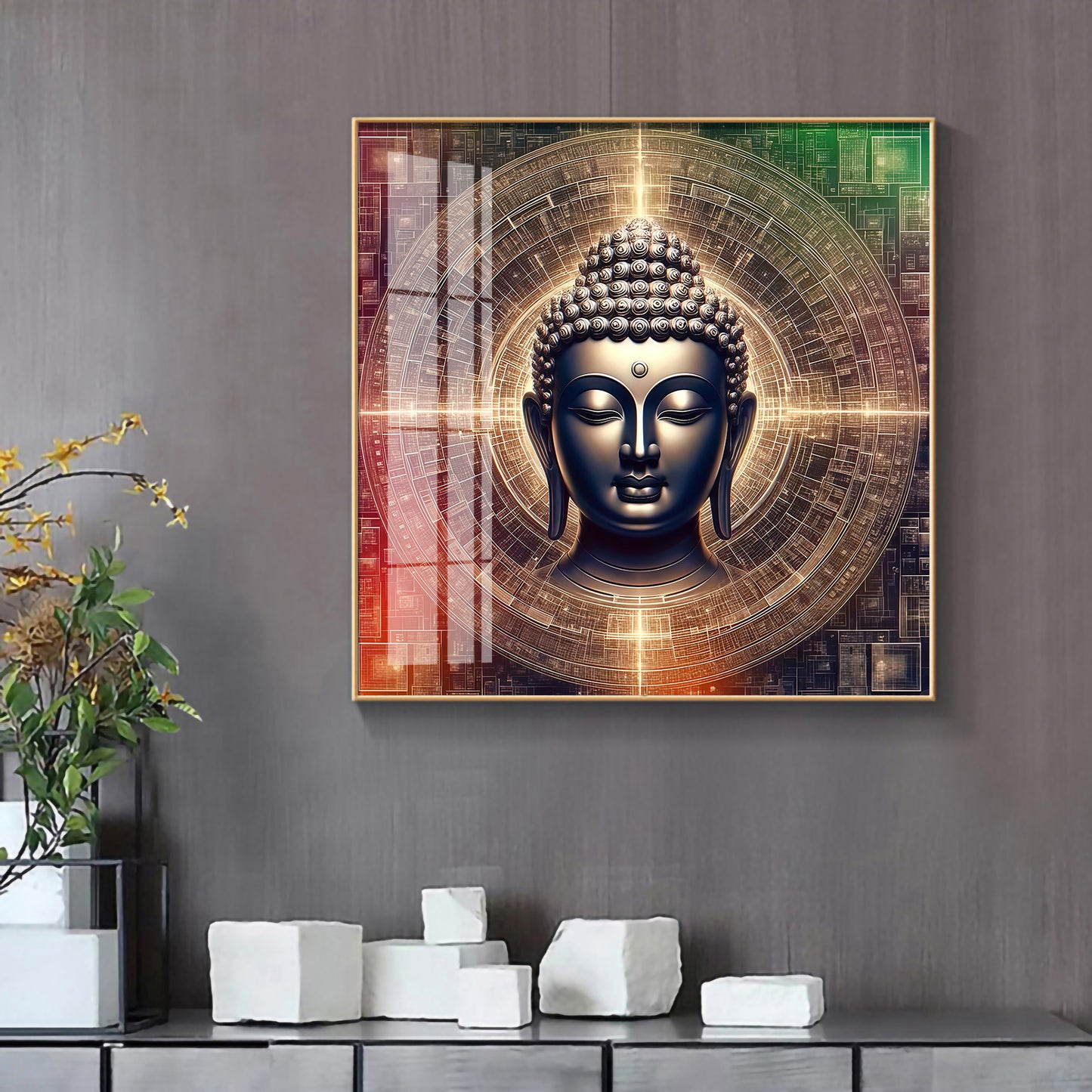 Divine and Peaceful Buddha Premium Acrylic Square Wall Art