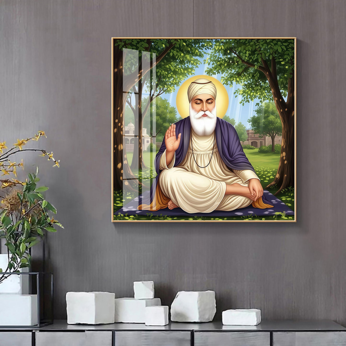 Satnam Waheguru Ji Premium Acrylic Square Wall Art