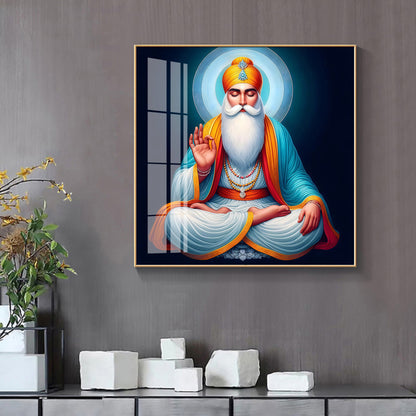 Divine Guru Nanak Dev Ji Premium Acrylic Square Wall Art