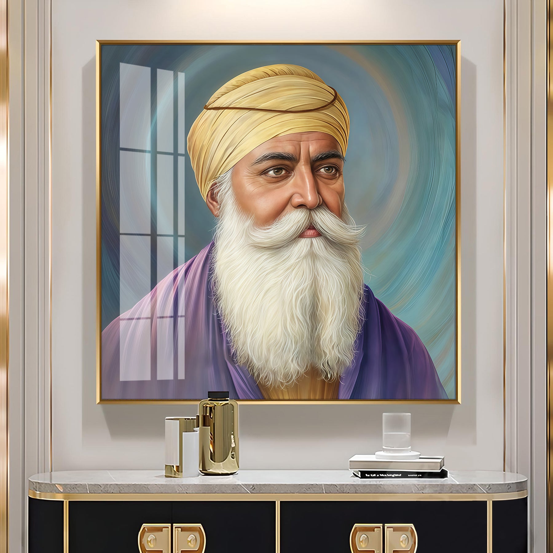 Guru Nanak Sahab Ji Premium Acrylic Square Wall Art