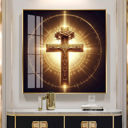 Cross Symbol In Premium Acrylic Square Wall Art