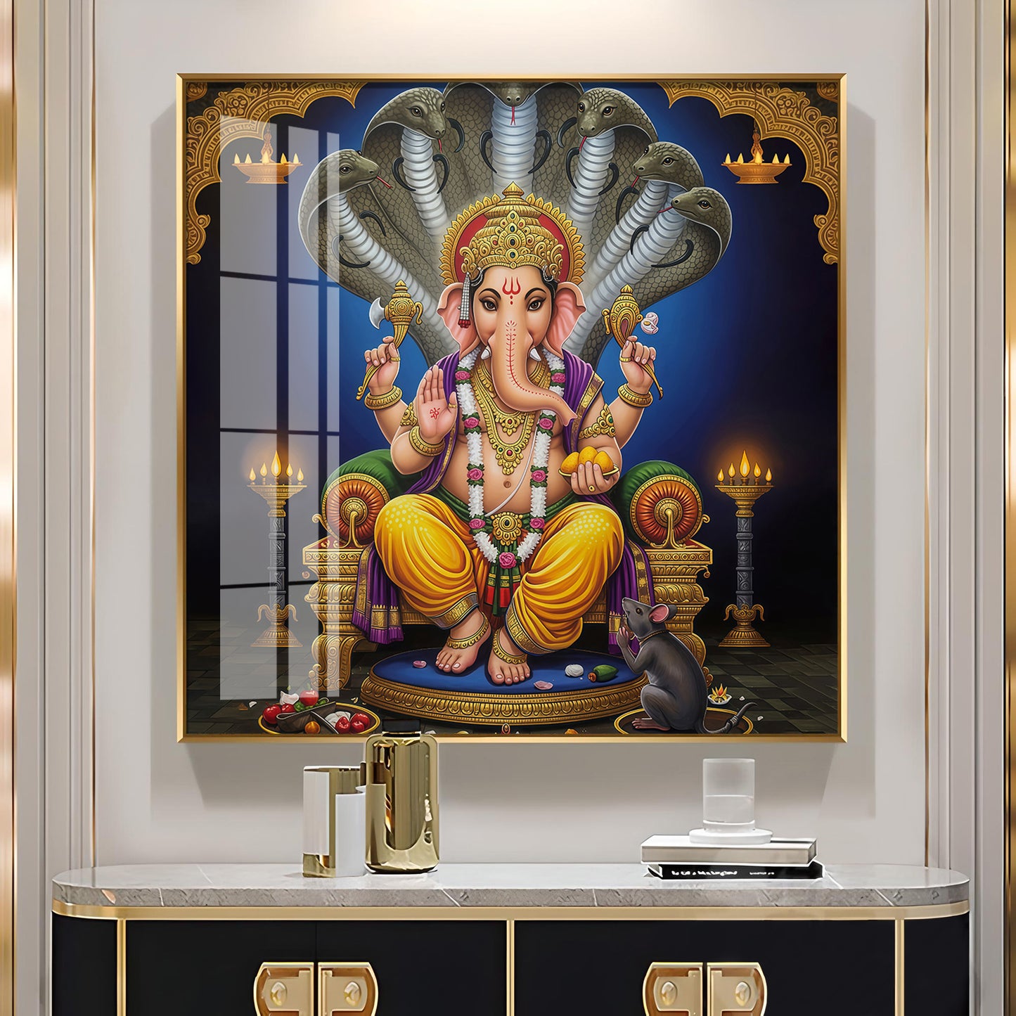 Jai Ganesha Ji Premium Acrylic Square Wall Art