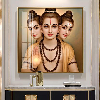 God Dattatreya Ji Maharaj Premium Acrylic Square Wall Art