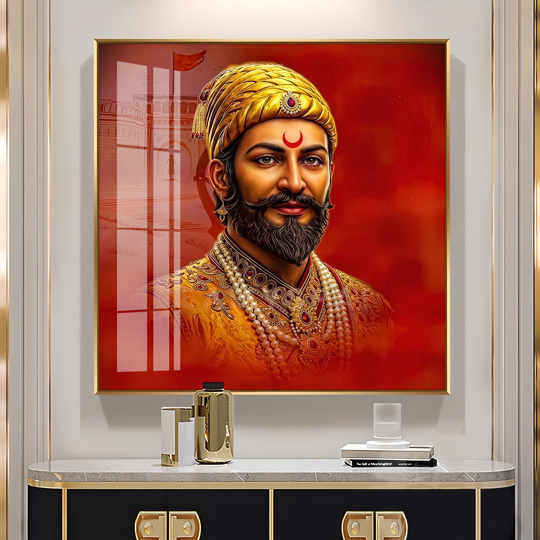 Shivaji Maharaj Ji Premium Acrylic Square Wall Art