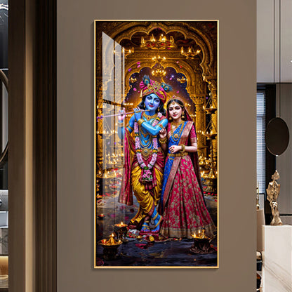 Krishna's Feast of Love Premium Acrylic Vertical Wall Art