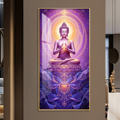 Buddha In Purple Harmony Premium Acrylic Vertical Wall Art