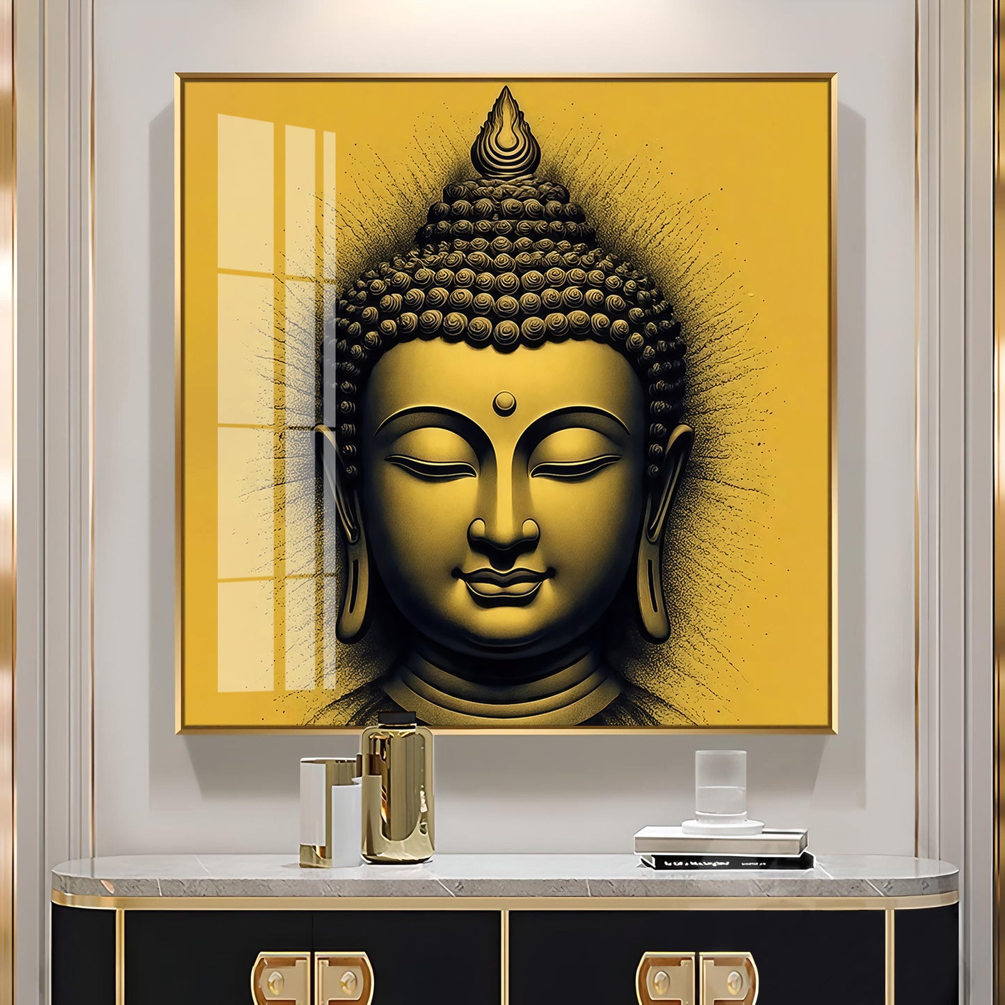 Lord Buddha Blessing Premium Acrylic Square Wall Art