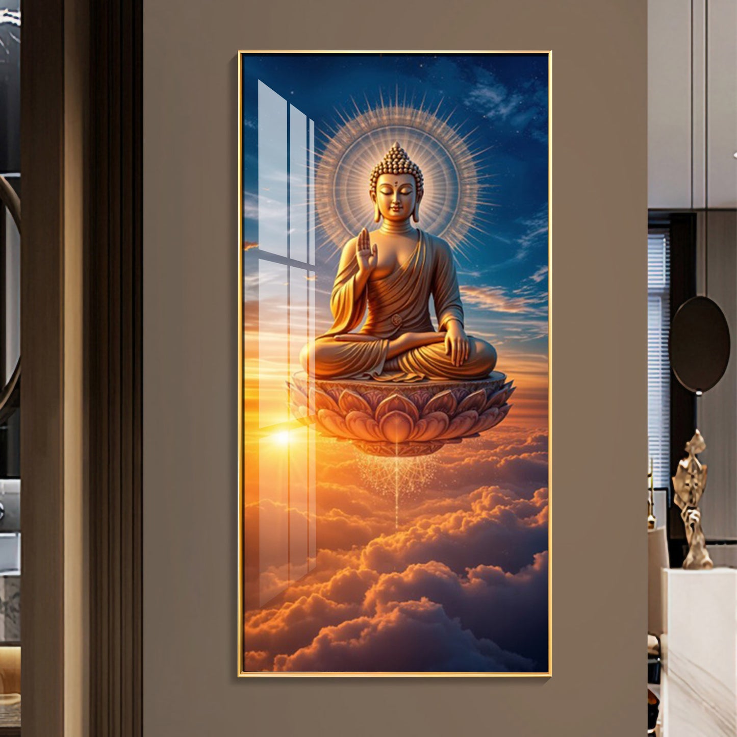 Buddha In The Clouds Premium Acrylic Vertical Wall Art