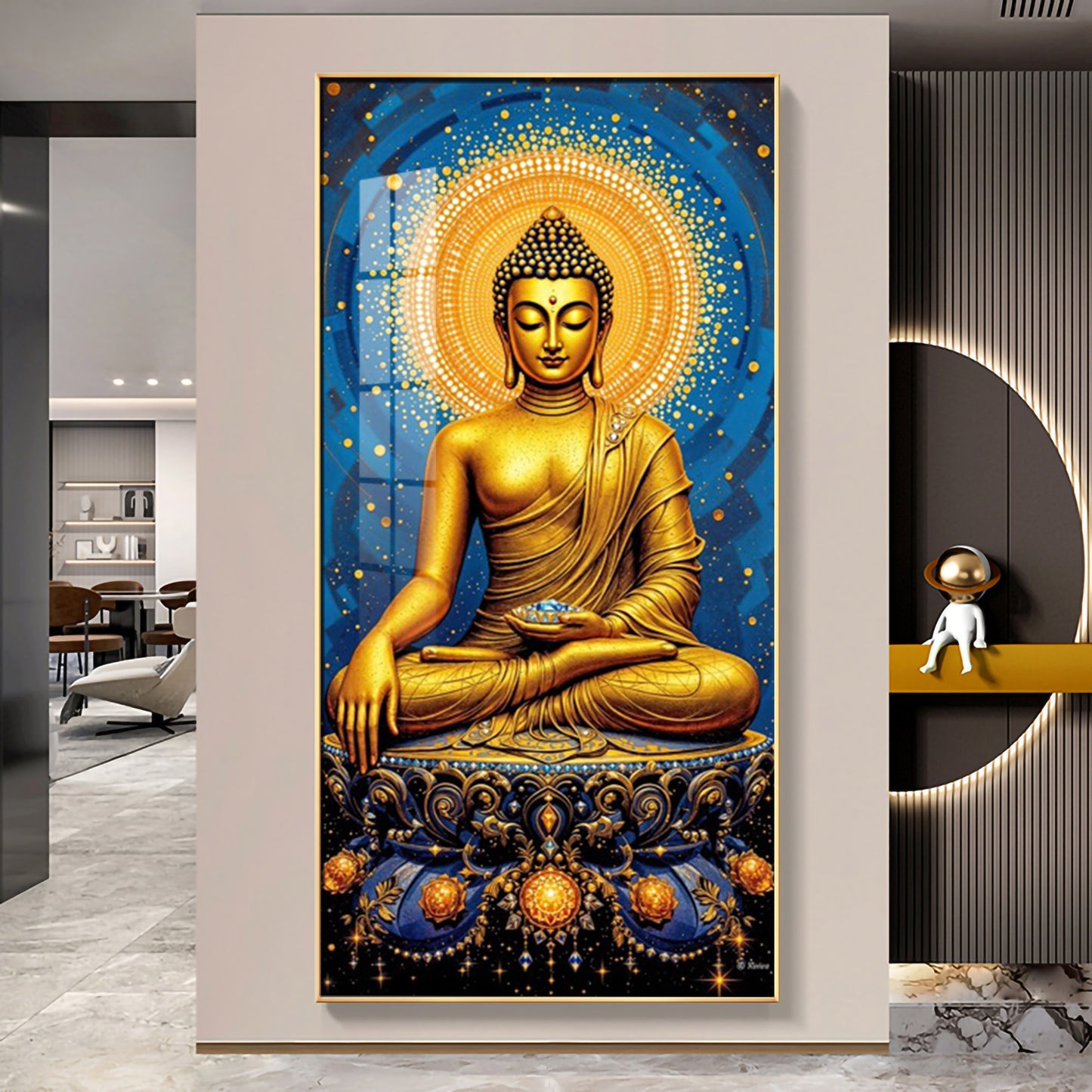 Calm Buddha Deliberation Premium Acrylic Vertical Wall Art