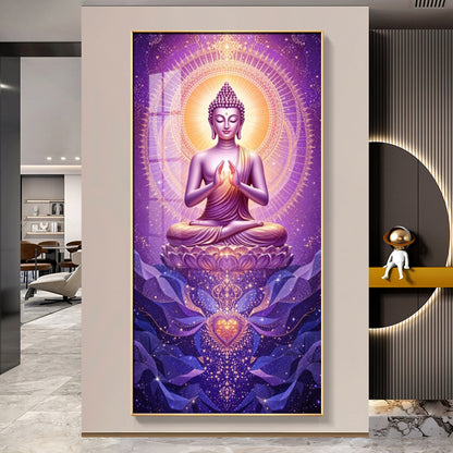 Buddha In Purple Harmony Premium Acrylic Vertical Wall Art
