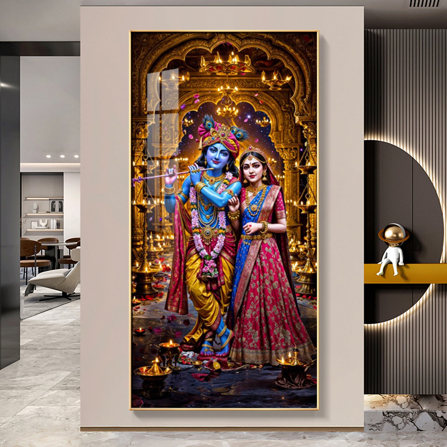 Krishna's Feast of Love Premium Acrylic Vertical Wall Art