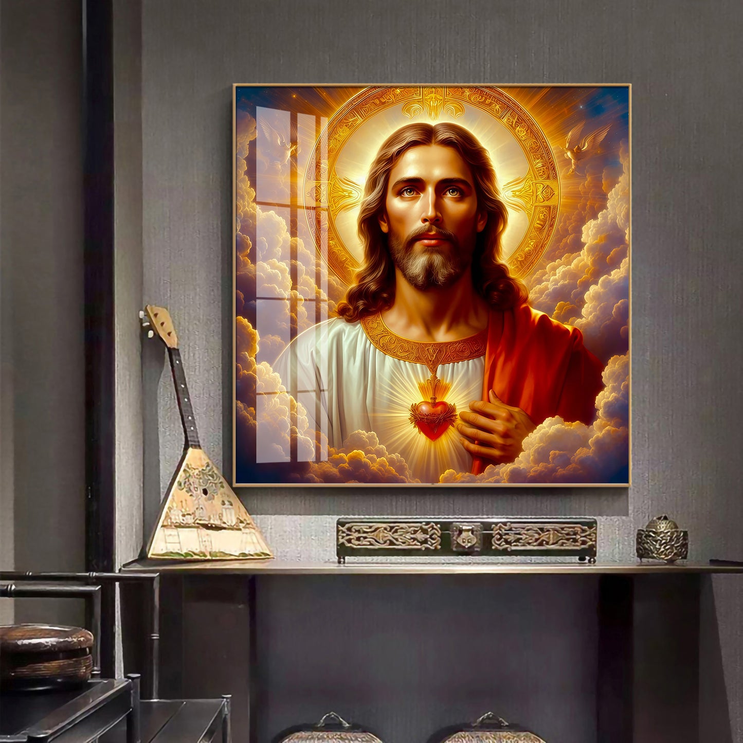 Holy Jesus Premium Acrylic Square Wall Art