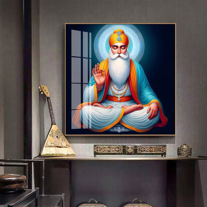 Divine Guru Nanak Dev Ji Premium Acrylic Square Wall Art