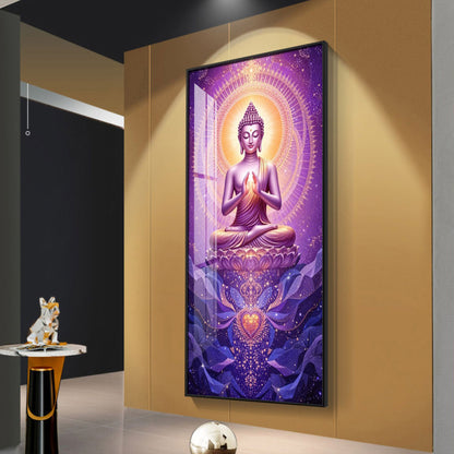 Buddha In Purple Harmony Premium Acrylic Vertical Wall Art