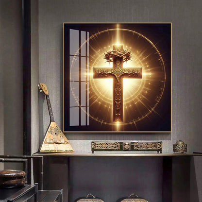 Cross Symbol In Premium Acrylic Square Wall Art