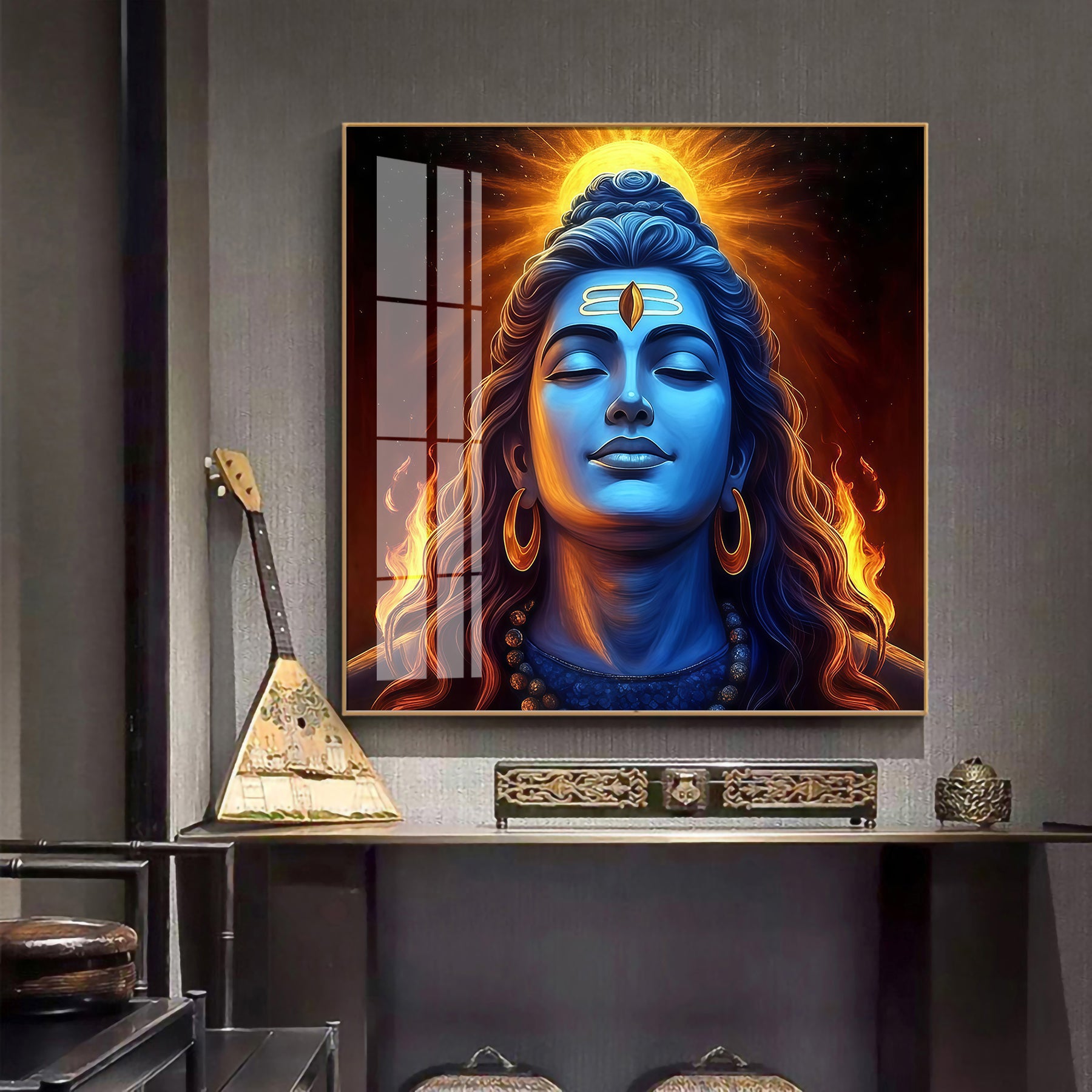 Lord Shiv Shambhu Premium Acrylic Square Wall Art
