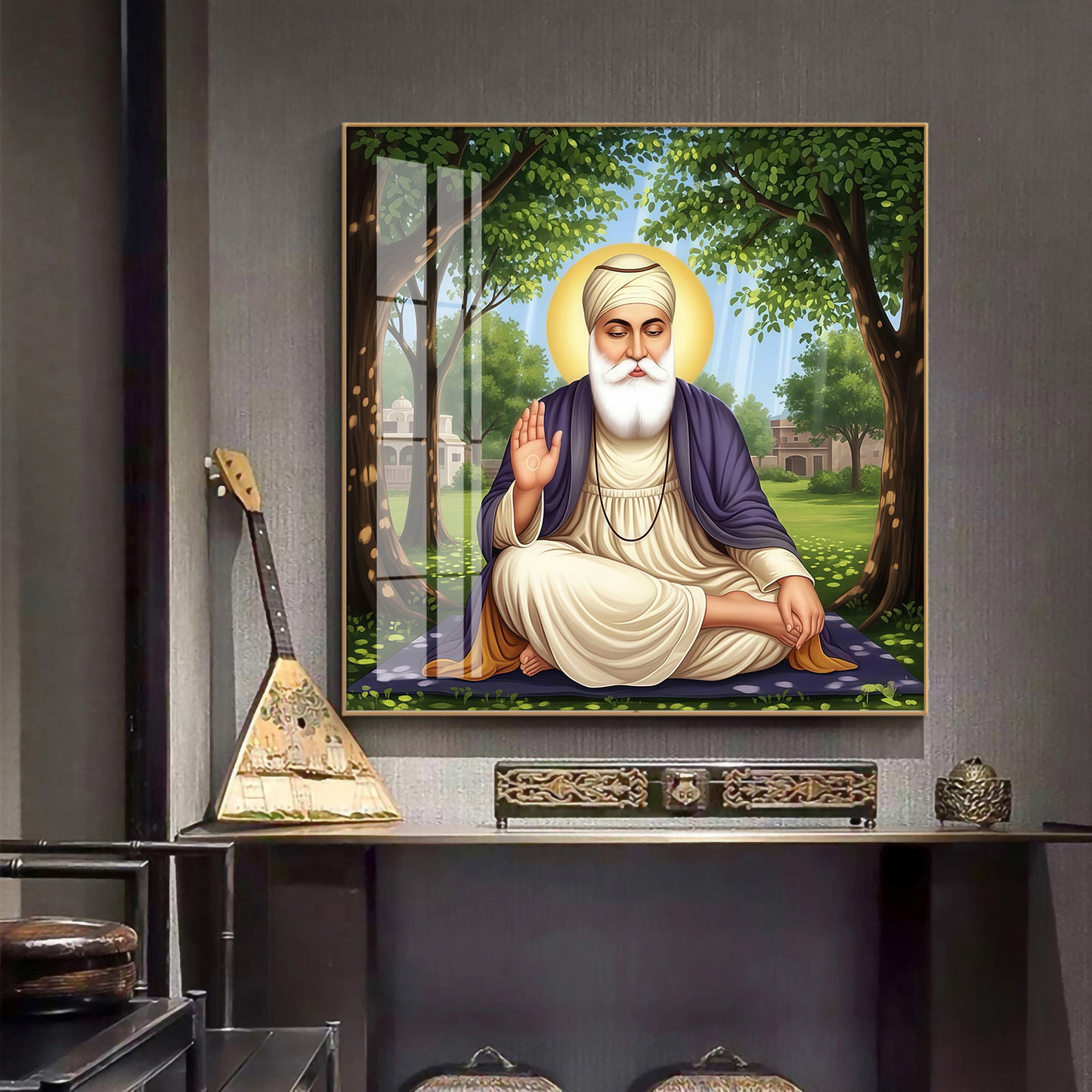 Satnam Waheguru Ji Premium Acrylic Square Wall Art